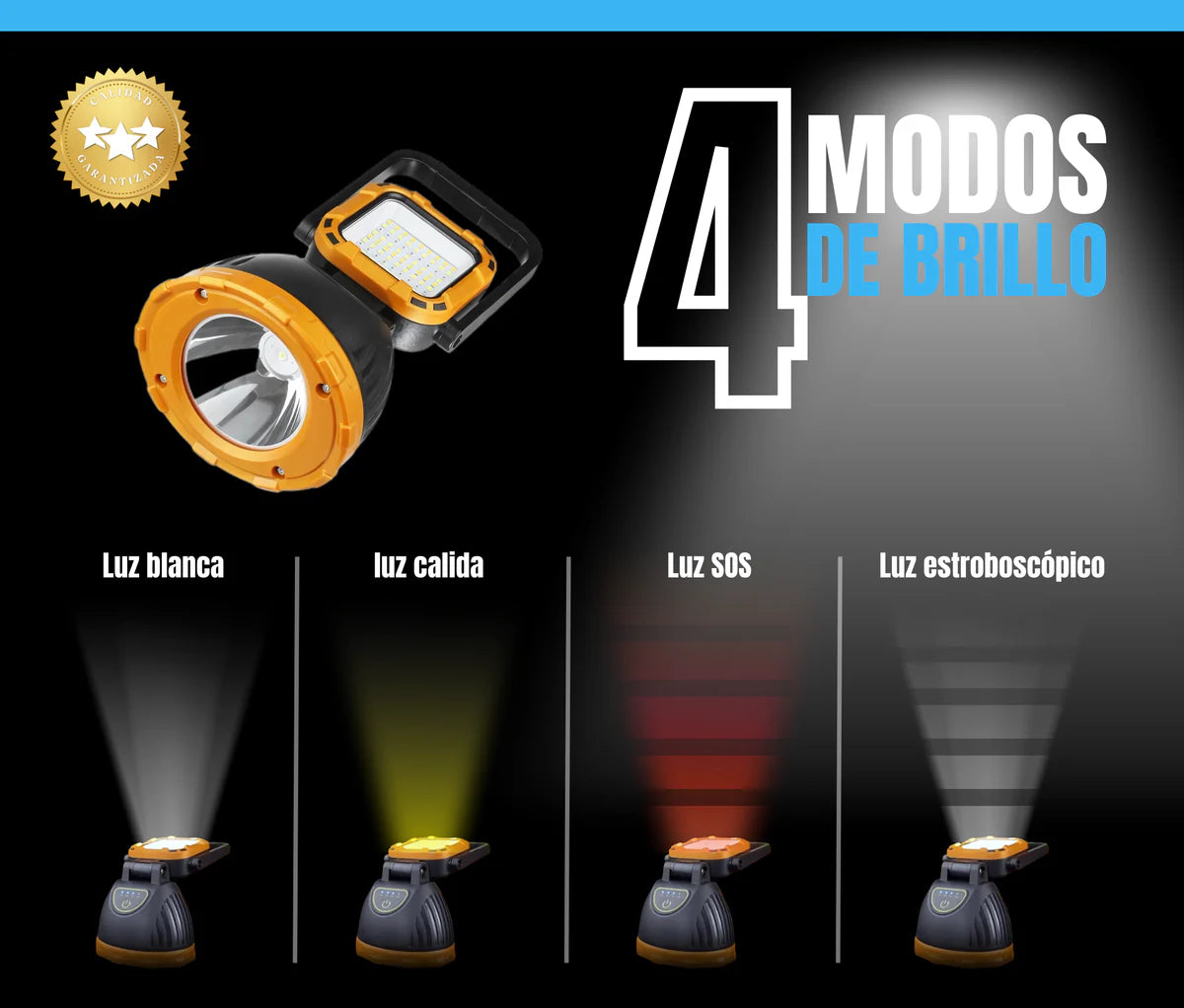Linterna Solar para Camping – Carga Solar y USB