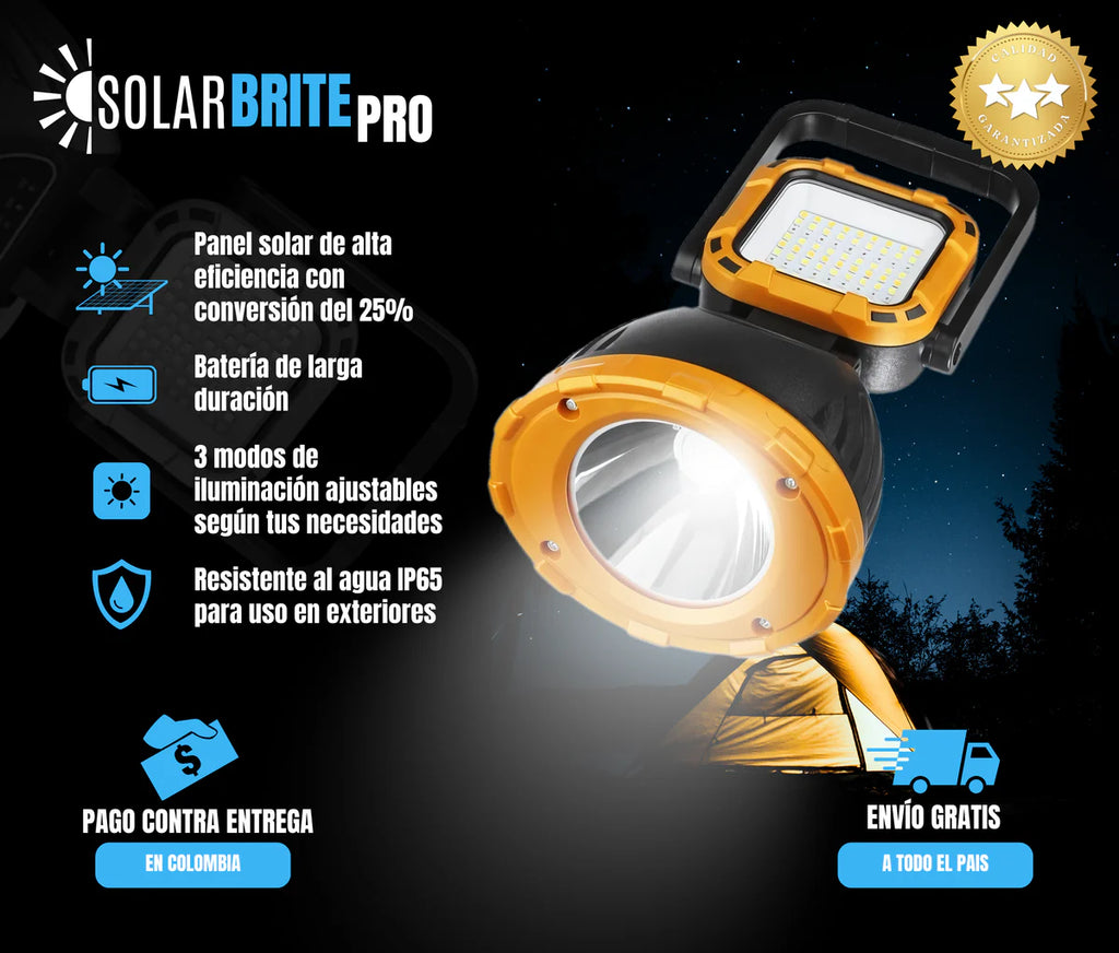 Linterna Solar para Camping – Carga Solar y USB