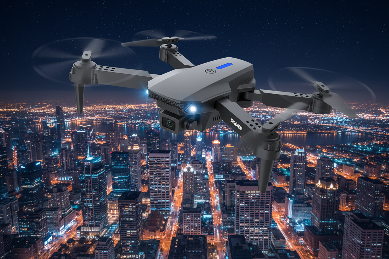 Drone sobre cidade